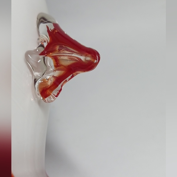 8.5" Murano 1960s retro red and white handblown swordfish vase - Picture 5 of 8